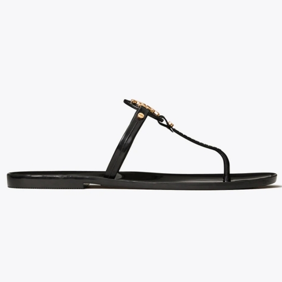 Tory Burch Mini Miller Jelly Flat Thong Sandals Black -7 - Picture 3 of 8